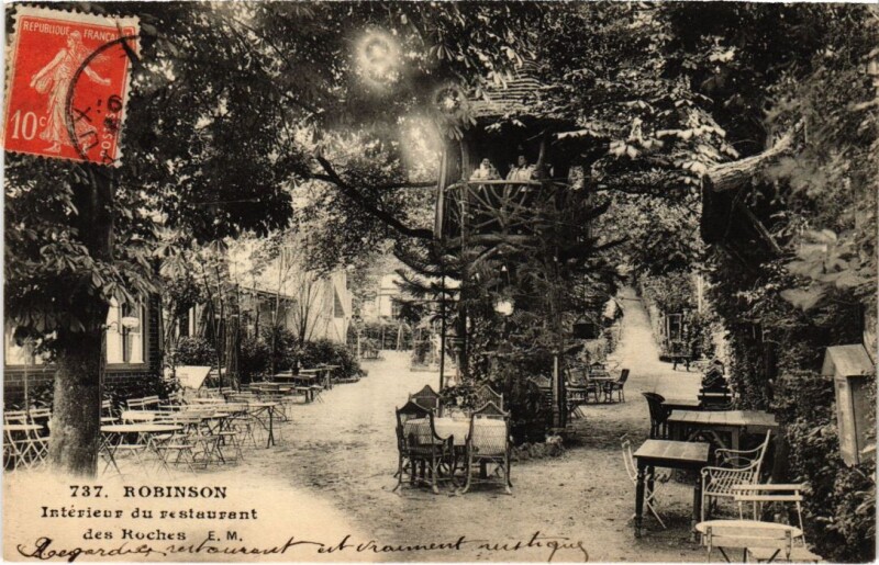 Carte postale ancienne Robinson Interieur du Restaurant des Roches