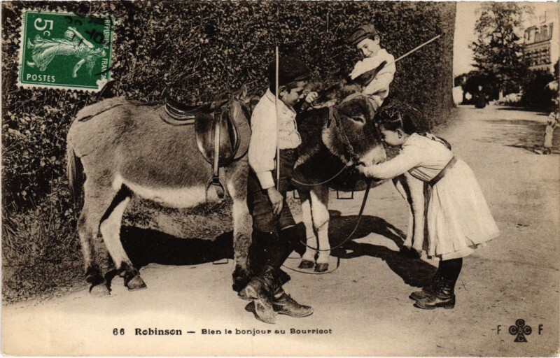 Carte postale ancienne Robinson Bien le bonjour au Bourrieot