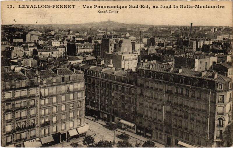 Carte postale ancienne Levallois Perret vue panoramique Sud Est à Levallois-Perret