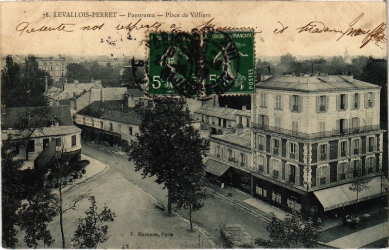 Carte postale ancienne Levallois Perret panorama Place de Villiers à Levallois-Perret