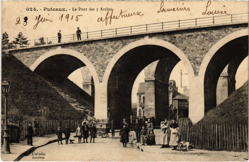 Carte postale ancienne Puteaux Pont des 5 Arches à Puteaux