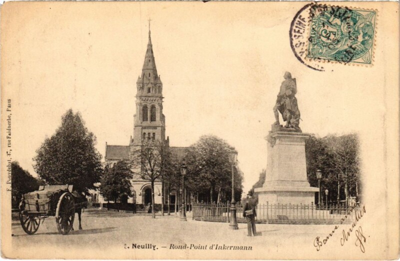 Carte postale ancienne Neuilly Rond Point d'Inkermann