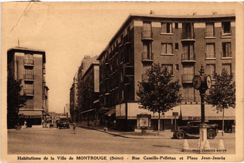 Carte postale ancienne Montrouge Rue Camille Pelletan et Place Jean Jaures à Montrouge