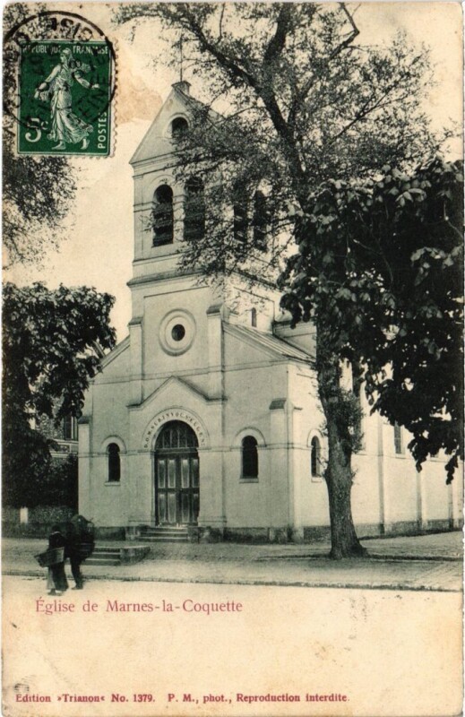 Carte postale ancienne Marnes la Coquette Eglise à Marnes-la-Coquette