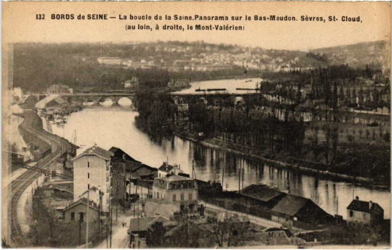 Carte postale ancienne Meudon La boucle de la Seine à Meudon