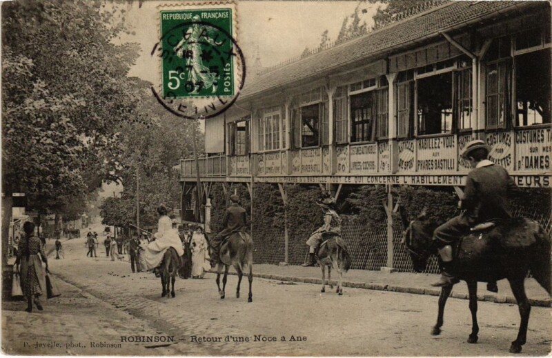 Carte postale ancienne Robinson Retour d'une Noce a Ane