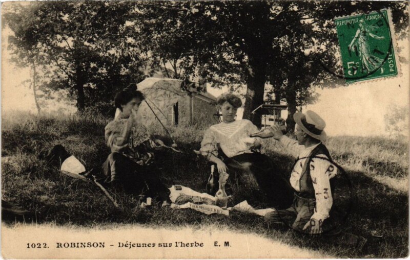 Carte postale ancienne Robinson Dejeuner sur l'herbe