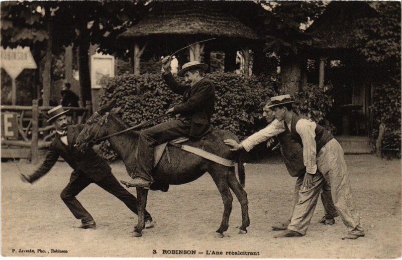 Carte postale ancienne Robinson L'Ane recalcitrant