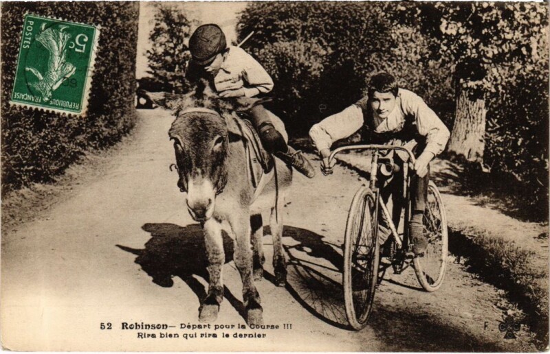 Carte postale ancienne Robinson Depart pour la Course