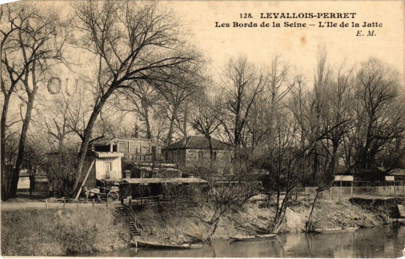 Carte postale ancienne Levallois Perret Les Bords de la Seine Ile de la Jatte à Levallois-Perret