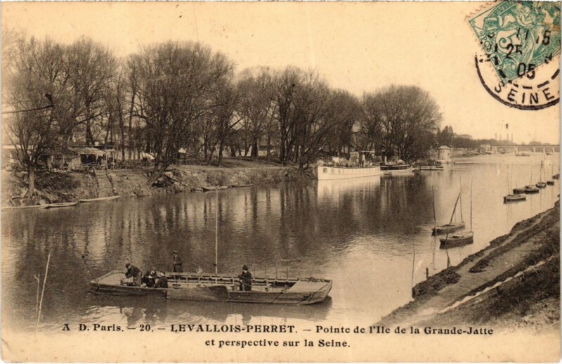 Carte postale ancienne Levallois Perret Pointe de l'Ile de la Grande Jatte à Levallois-Perret