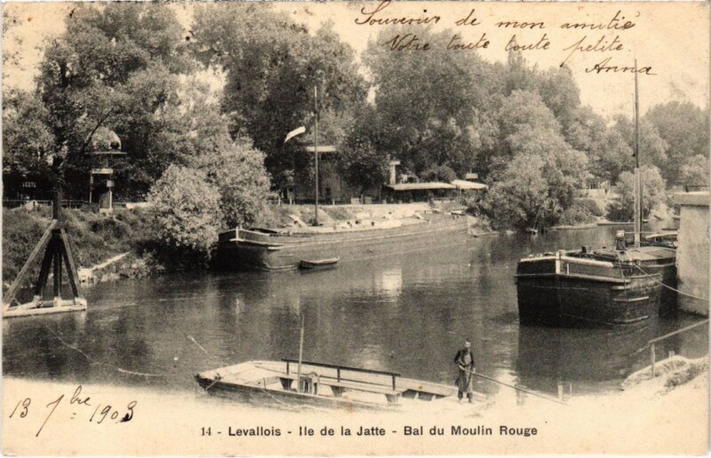 Carte postale ancienne Levallois Perret Ile de la Jatte Bal du Molin Rouge à Levallois-Perret