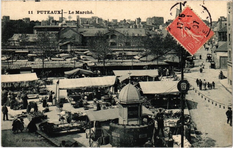 Carte postale ancienne Puteaux Le Marche à Puteaux