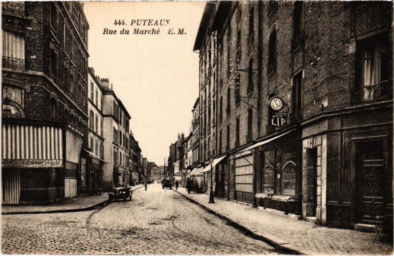 Carte postale ancienne Puteaux Rue du Marche à Puteaux
