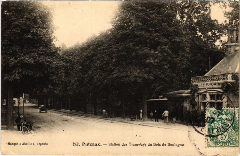 Carte postale ancienne Puteaux Station des Tramways du Bois de Boulogne à Puteaux