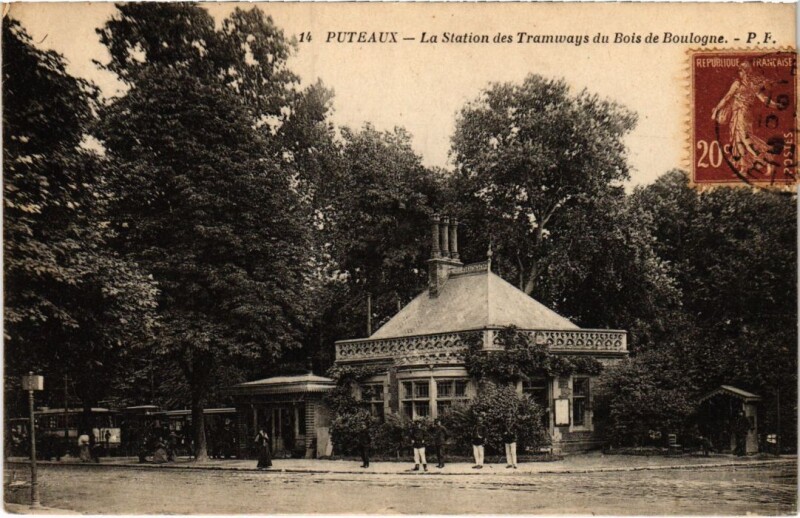 Carte postale ancienne Puteaux Station des Tramways du Bois de Boulogne à Puteaux