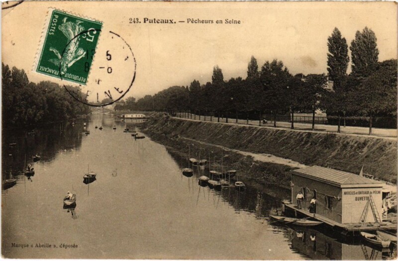 Carte postale ancienne Puteaux Pecheurs en Seine à Puteaux