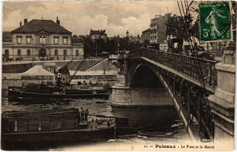 Carte postale ancienne Puteaux Le Pont et la Mairie à Puteaux