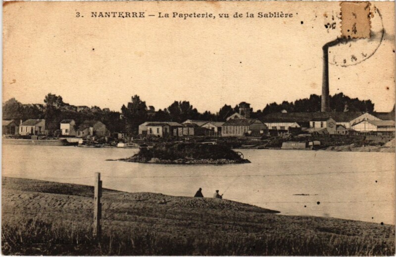 Carte postale ancienne La Papeterie, vue de la Sablière à Nanterre