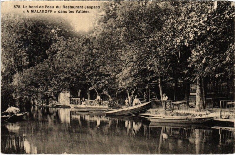 Carte postale ancienne Malakoff Le bord de l'Eau du Restaurant Jaspard à Malakoff