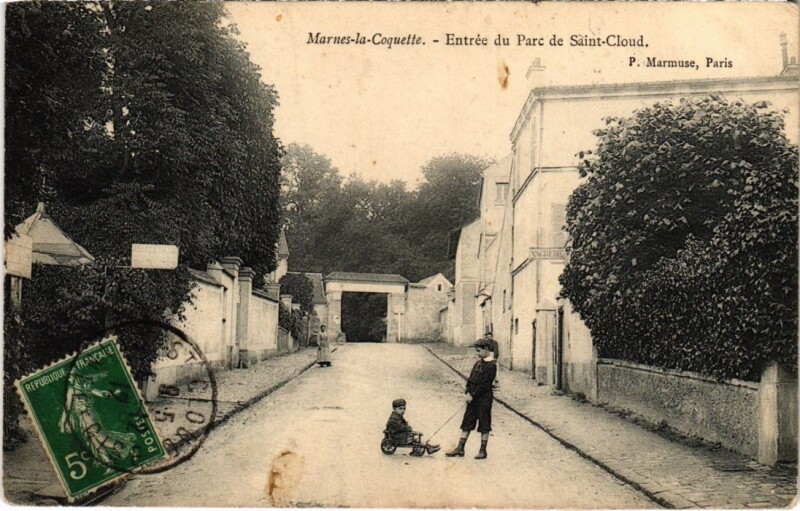 Carte postale ancienne Marnes la Coquette Entree du Parc de Saint-Cloud à Marnes-la-Coquette