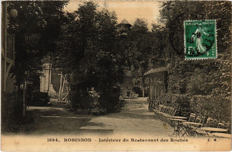 Carte postale ancienne Robinson Interieur du Restaurant des Roches