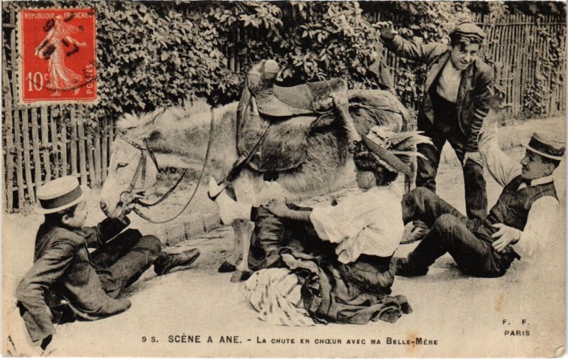 Carte postale ancienne Robinson La Chute en choeur avec ma Belle Mere