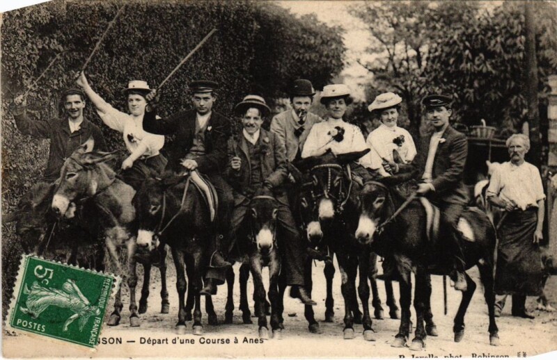 Carte postale ancienne Robinson Depart d'une Course a Anes