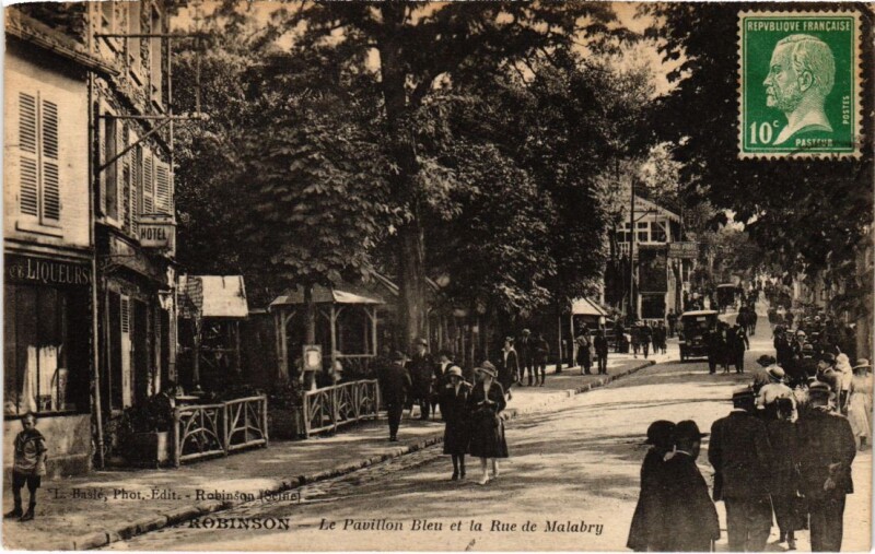 Carte postale ancienne Robinson Le Pavillon Bleu et la Rue de Malabry
