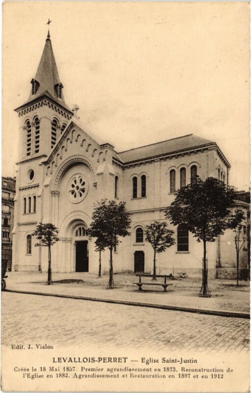 Carte postale ancienne Levallois Perret Eglise Saint-Justin à Levallois-Perret