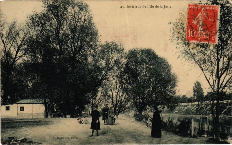 Carte postale ancienne Levallois Perret Interieur de l'Ile de la Jatte à Levallois-Perret
