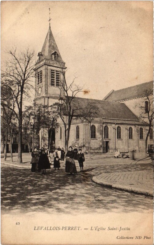 Carte postale ancienne Levallois Perret Eglise Saint-Justin à Levallois-Perret