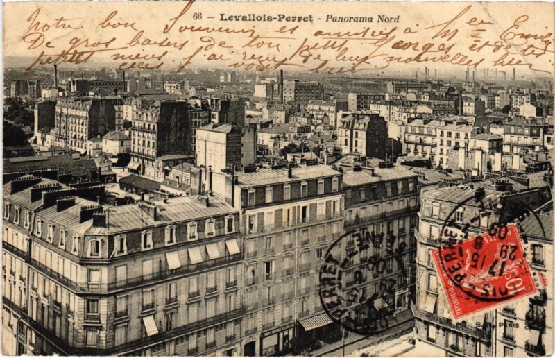 Carte postale ancienne Levallois Perret panorama à Levallois-Perret