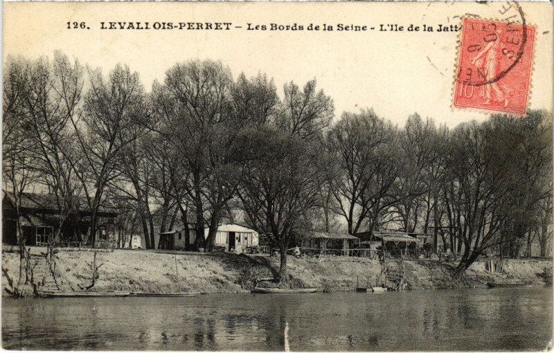 Carte postale ancienne Levallois Perret Les Bords de la Seine Ile de la Jatte à Levallois-Perret