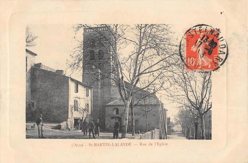 Carte postale ancienne Saint Martin Lalande Rue De L'Eglise à Saint-Martin-Lalande