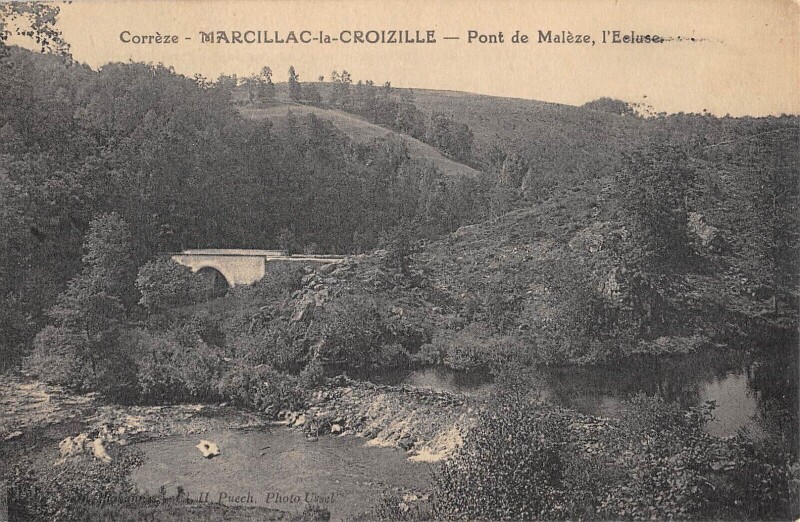 Carte postale ancienne Marcillac La Croizille Pont De Maleze Ecluse