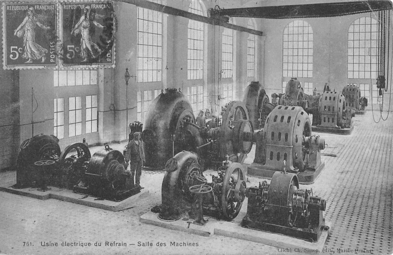 Carte postale ancienne Usine Electrique Du Refrain Salle Des Machines