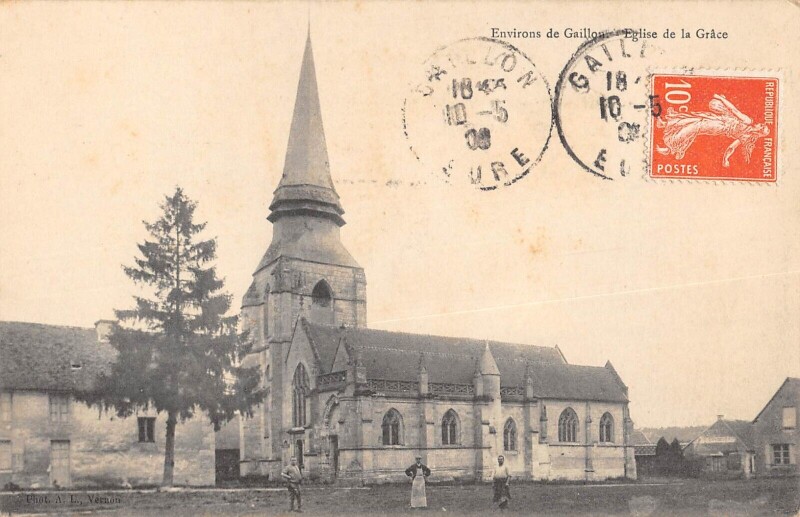 Carte postale ancienne Environs De Gaillon Eglise De La Grace à Gaillon