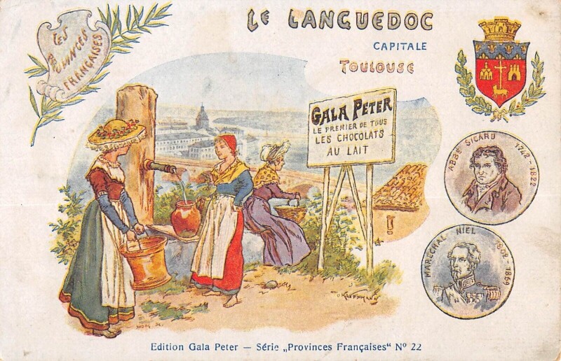 Carte postale ancienne Cpa Publicite Le Languedoc Gala Peter Chocolat