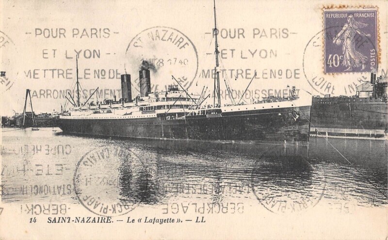 Carte postale ancienne Saint Nazaire Paquebot Lafayette à Saint-Nazaire