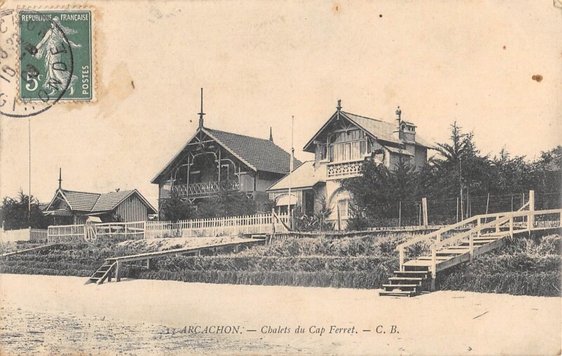 Carte postale ancienne Arcachon Chalets Du Cap Ferret à Arcachon