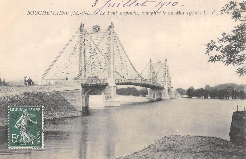 Carte postale ancienne Bouchemaine Le Pont Suspendu à Bouchemaine