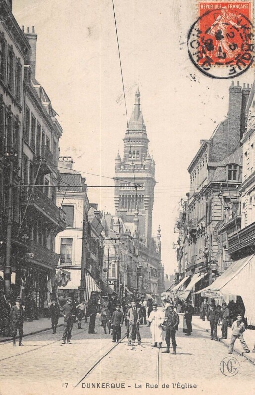 Carte postale ancienne Dunkerque Rue De L'Eglise à Dunkerque
