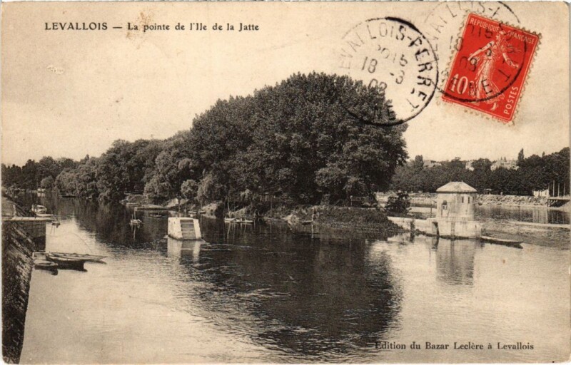 Carte postale ancienne Levallois Pointe de l'Ile de la Jatte