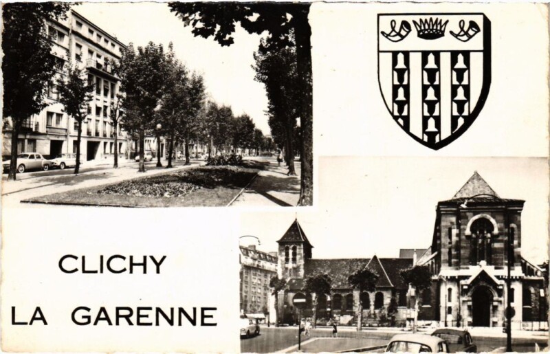 Carte postale ancienne Allées Gambetta et l'église à Clichy