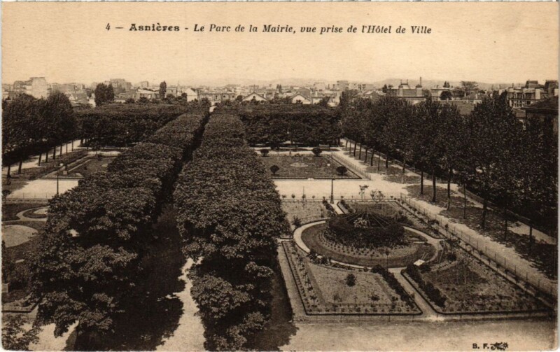 Carte postale ancienne Asnieres Le Parc de la Mairie