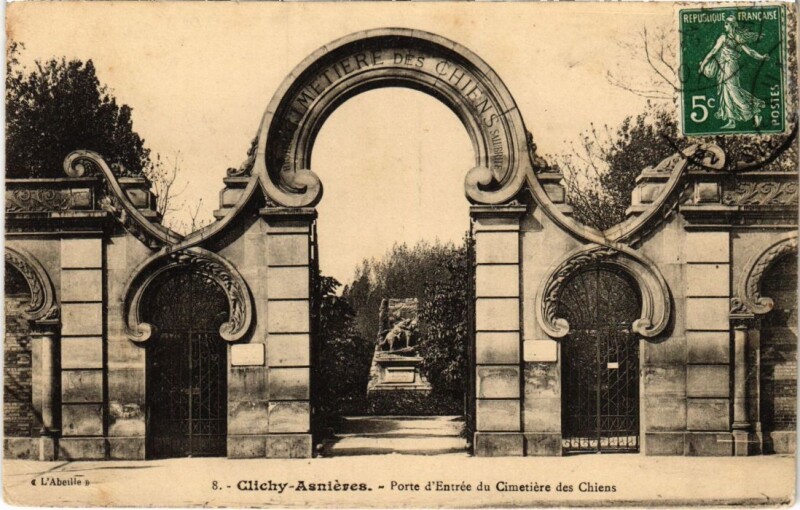 Carte postale ancienne Asnieres Cimetiere des Chiens entree à Asnières-sur-Seine