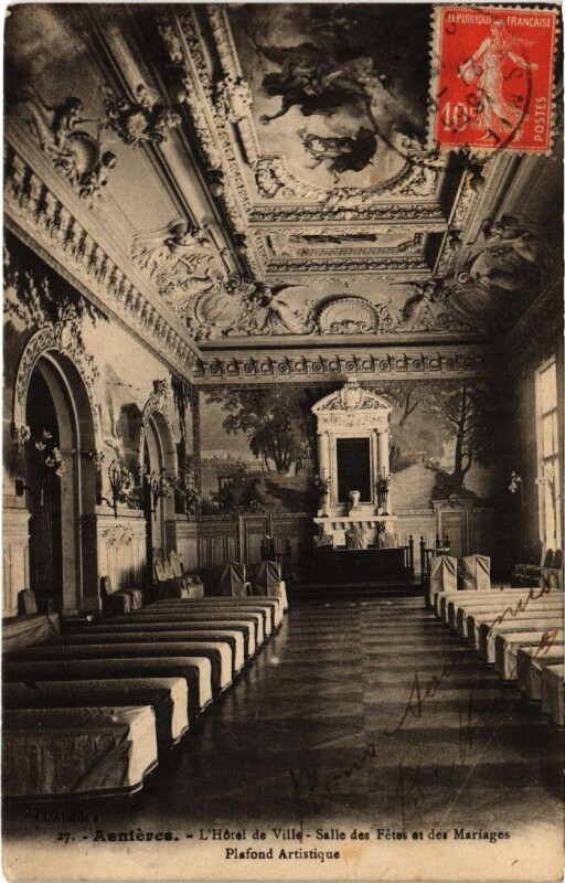 Carte postale ancienne Asnieres Hotel de Ville Salle des Fetes