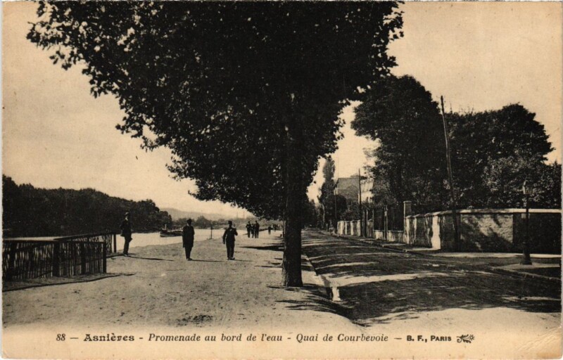 Carte postale ancienne Asnieres Promenade au bord de l'eau