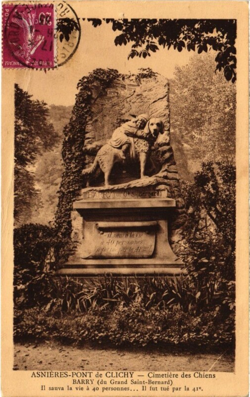 Carte postale ancienne Asnieres Cimetiere des Chiens Barry